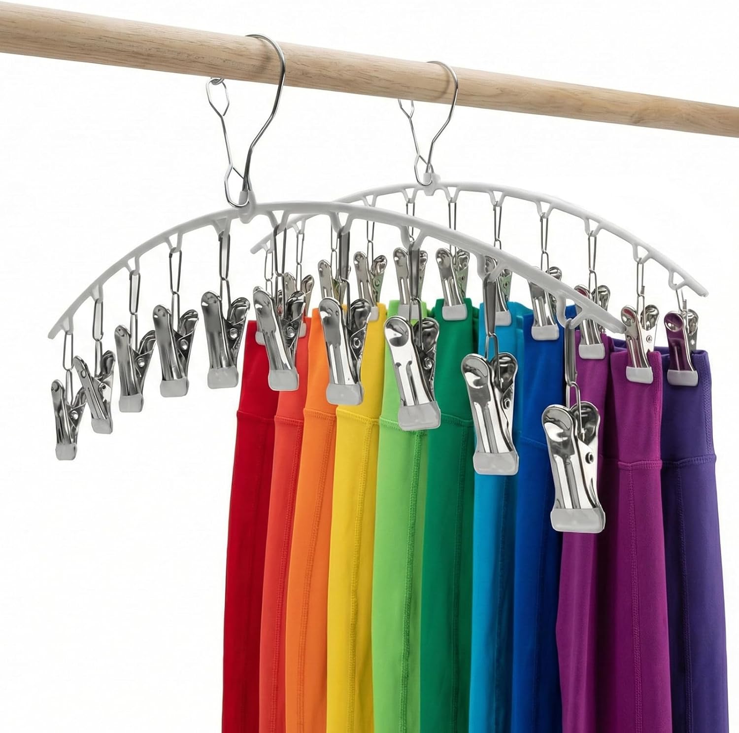 2er-set Sockenhalter Aus Edelstahl, Platzsparender Hosenhalter Mit 10 Clips, Leggings-organizer, Sockenhalter Für Zuhause, Balkon, Kleiderschrank, Wäscheklammer-organizer, Grau