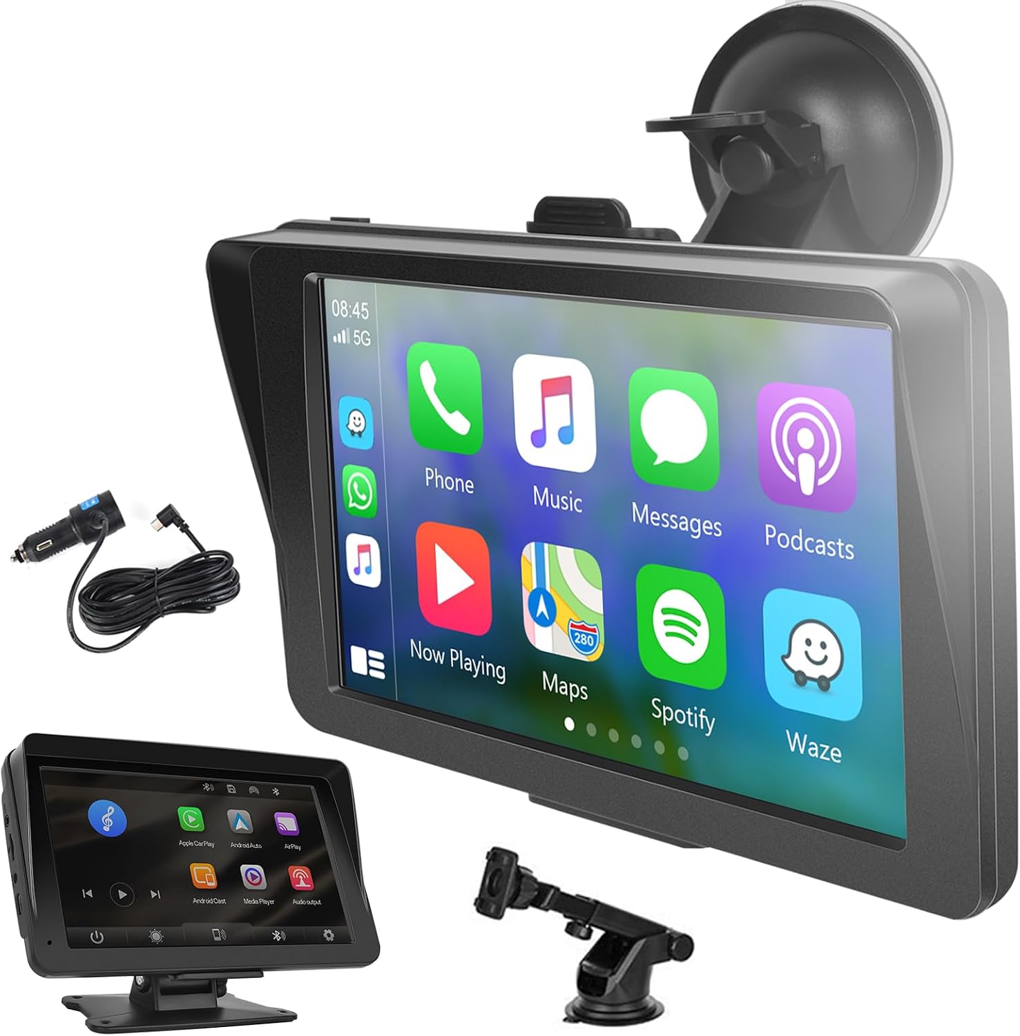 Tragbarer Bildschirm Carplay Wireless Android Auto, Wireless Airplay/mirror Link Autoradio Bluetooth Freisprecheinrichtung 7 Zoll Touchscreen Autoradio Fm-empfänger Monitor Unterstützung Aux/tf