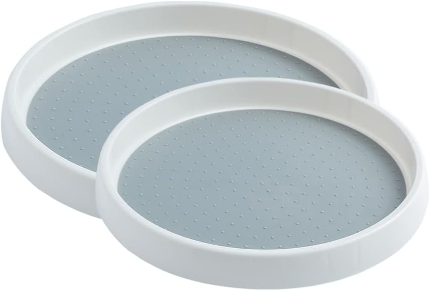 2 Drehbare Gewürztabletts Zur Aufbewahrung In Der Küche, 2 Größen, Rundes Tablett (25 Cm Und 30 Cm), Drehbarer Kunststoffsockel Für Schrank, Wohn-/esszimmer