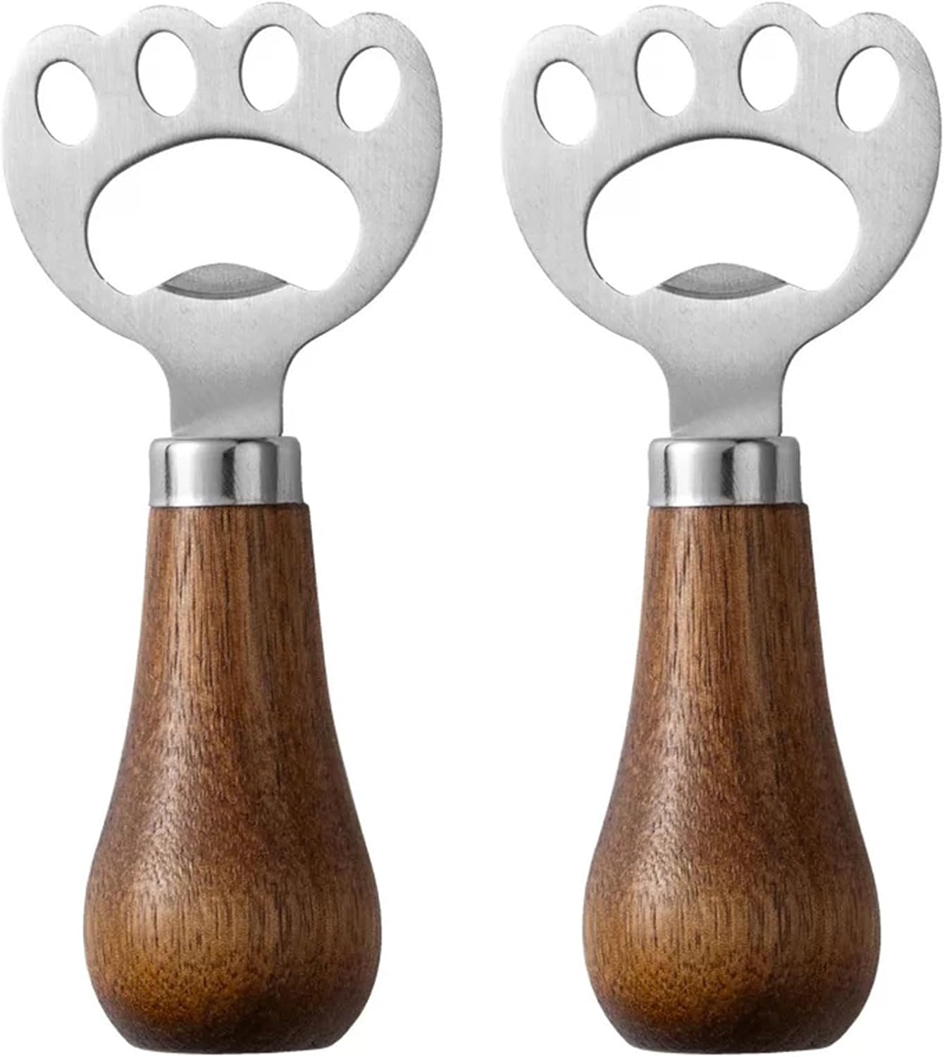 2er-pack Flaschenöffner Mit Holzgriff, Bierflaschenöffner, Flaschenöffner Aus Edelstahl, Multifunktionaler Flaschenöffner. Geeignet Für Zuhause, Restaurants, Bars Und Andere Anlässe (silber).