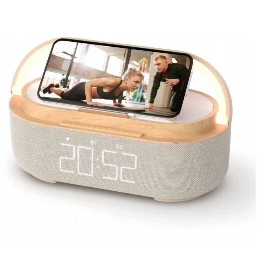 Ukw-radio, Digitaler Morgenwecker Mit Kabelloser Aufladung, Multifunktional Mit Usb-ladeanschluss, Bluetooth-lautsprecher, Led-anzeige, Lampe Mit Handyhalterung, M