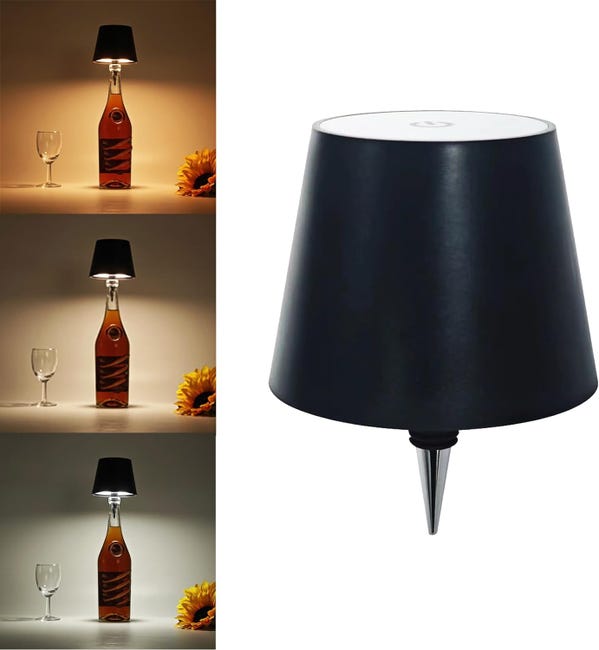Kabellose Weinflaschenlampe, Kabellose Led-weinflaschenlampe, Dreifarbig Dimmbare Touch-tischlampe