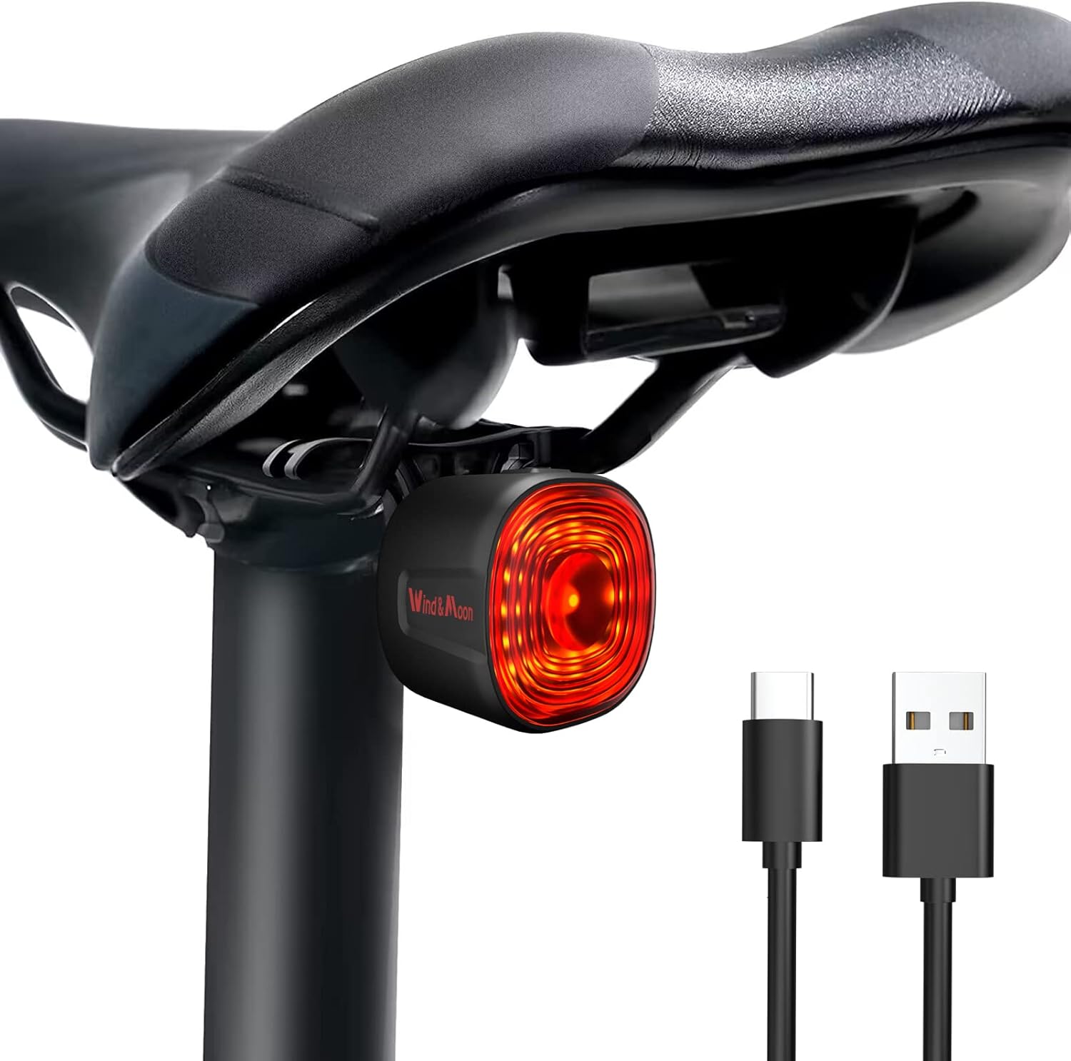 Intelligentes Fahrrad-rücklicht, Über Usb Wiederaufladbar, Induktionsbremsung, Wasserdicht, 6 Modi Led-rücklicht, Manuelle/automatische Umschaltung, Fahrradbeleuchtung, Automatischer Start-stopp