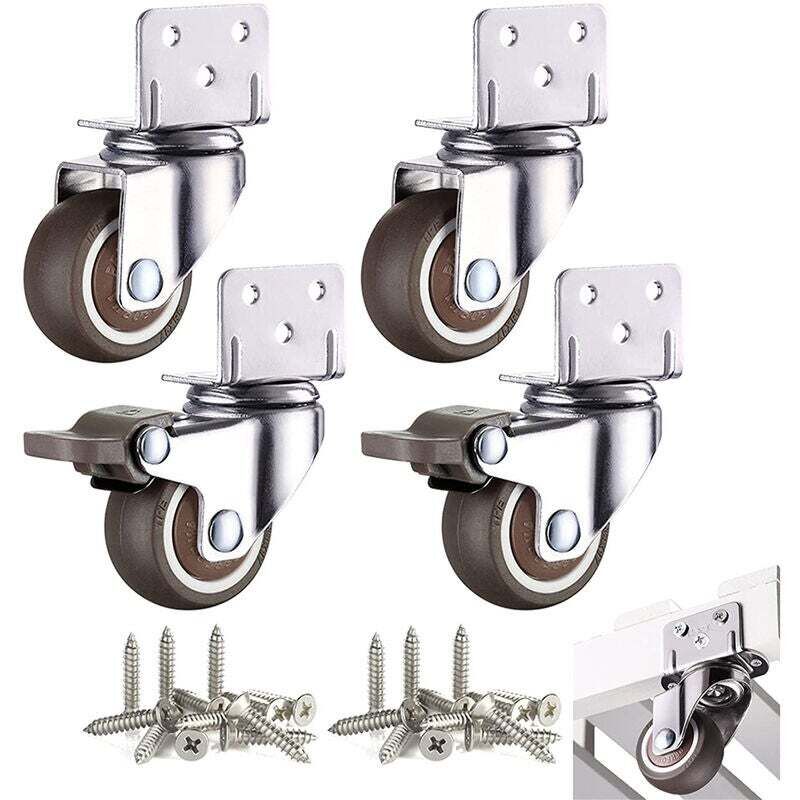 [niemals Verwendet] Stück Kleine Möbelrollen, 32 Mm Lenkrolle Für Couchtische Und Schränke, Tragkraft 60 Kg, Mit Bremse Und Montageplatte