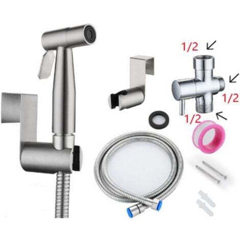 [niemals Verwendet] Handbrause Für Bidetgeräte, Sprühset Aus Gebürstetem Nickel-edelstahl, Badreiniger Für Stoffwindeln, Tragbare Rostfreie Duschdüse (g1/2)