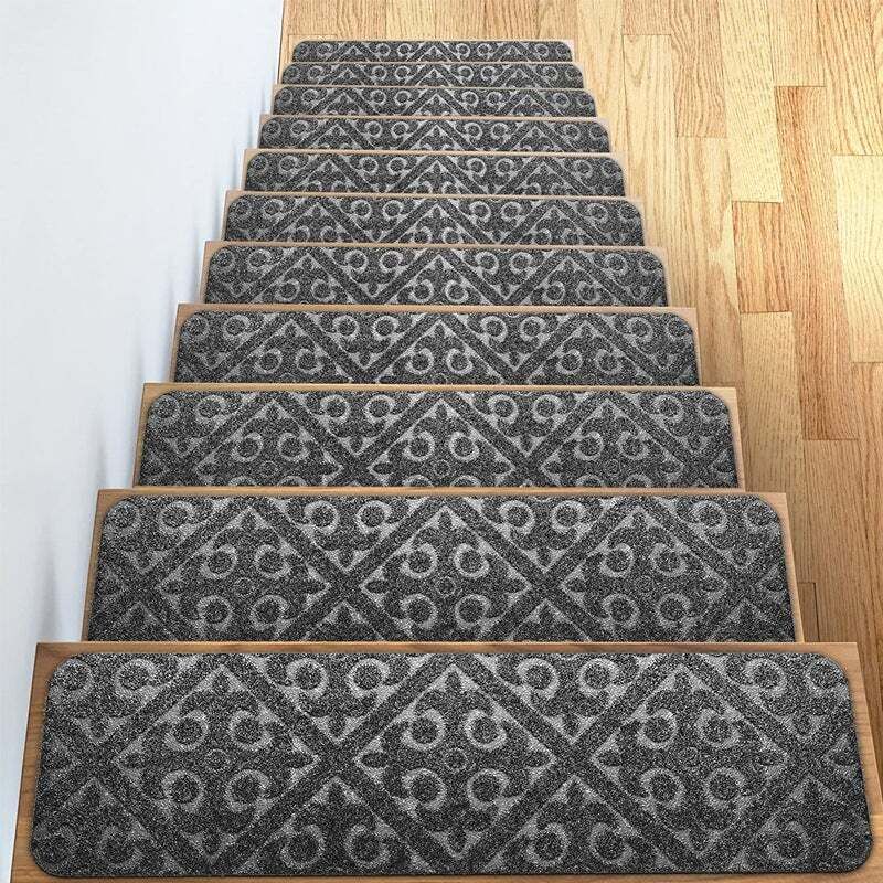 [niemals Verwendet] Treppenstufenmatten – Set Mit 15 Rutschfesten Treppenstufenmatten 20 X 76 Cm / Selbstklebende Schutzmatten, Grau