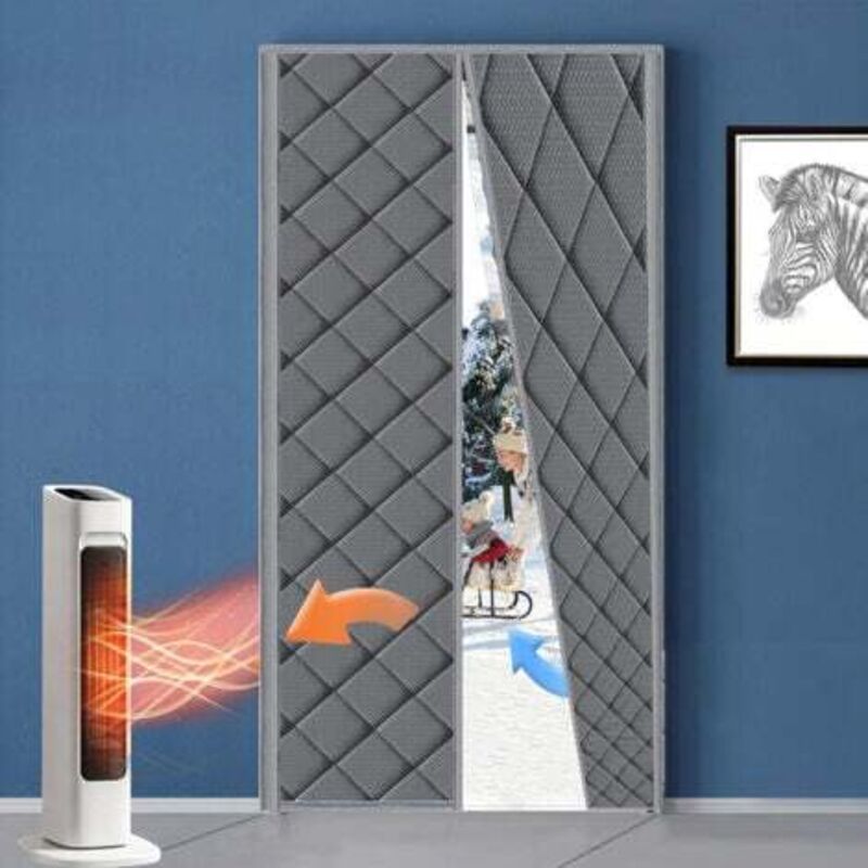 [niemals Verwendet] Wärmedämmender Wintertürvorhang 90x210 Cm, Grau, Kältebeständig, Lichtundurchlässig, Schalldämmend, Für Balkone, Wohnzimmer, Keller