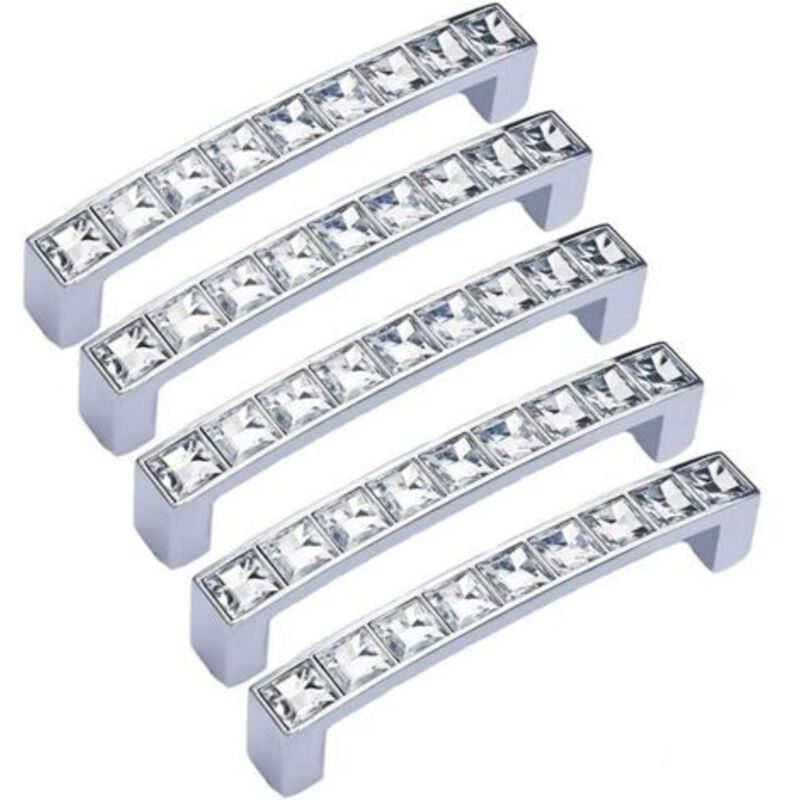 [niemals Verwendet] Packung Mit 5 Modernen Kristall-dekorknöpfen, 4 Zoll Lang (3,6 Zoll Lochabstand), Schubladengriffe Aus Zinklegierung Mit Glas-strasssteinen Für Kommoden, Schränke, Kleiderschränke,