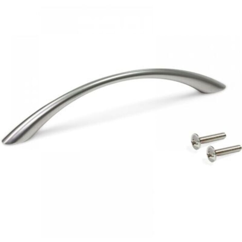 [niemals Verwendet] Möbelgriff, 158 Mm Länge, 128 Mm Lochabstand, Zinklegierung, Satin-nickel, Silber