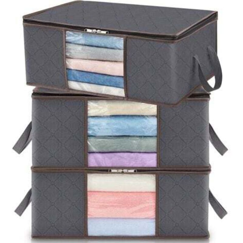 [niemals Verwendet] Faltbare Aufbewahrungsbox Für Unter Das Bett, Kleiderschrank-organizer Für Bettbezüge, Transparentes Fenster Aus Robustem Stoff Für Kleidung, Grau