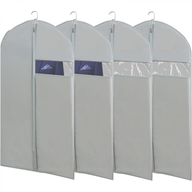 [niemals Verwendet] Set Mit 4 Kleidersäcken Zur Organisation Ihrer Garderobe, 43 Zoll, Grau