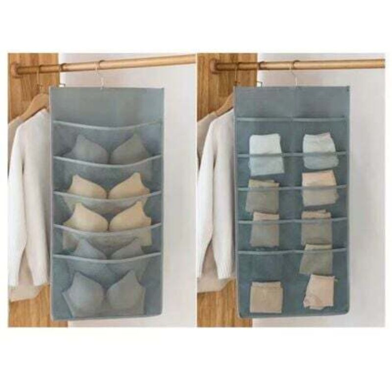 [niemals Verwendet] Kleiderschrank-organizer Mit 15 Fächern, 1 Stück, Faltbarer Hänge-bh- Und Unterwäsche-organizer, Platzsparender Cup Aus Oxford-gewebe (grau, 40 X 80 Cm)