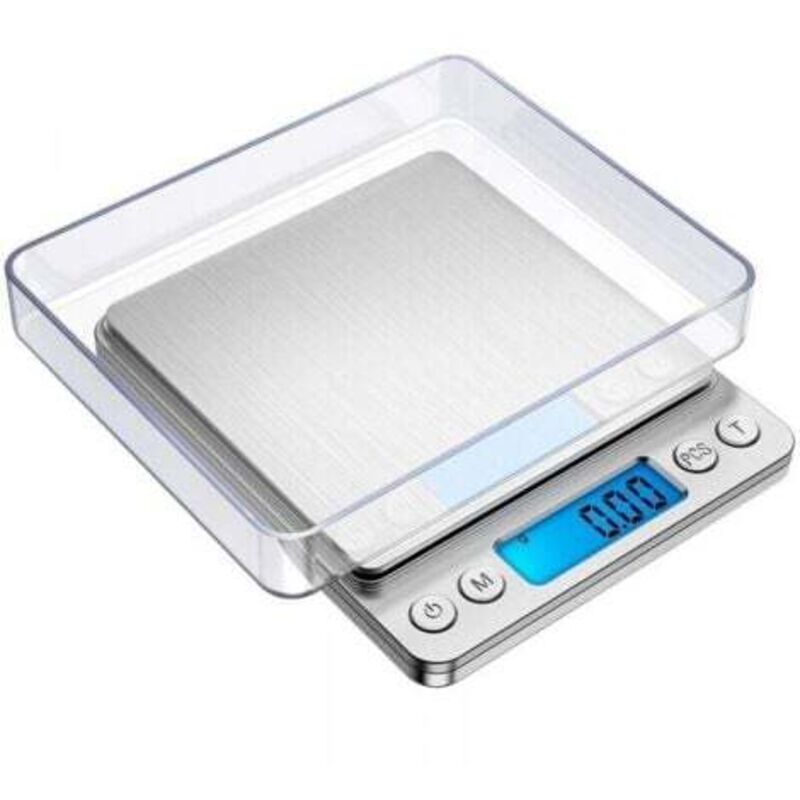 [niemals Verwendet] Silberne Präzisionswaage, 500 G/0,01 G, 0,01-g-genauigkeitswaage, Küchenwaage Mit Tara- Und Zählfunktion, Hintergrundbeleuchtetes Lcd-display