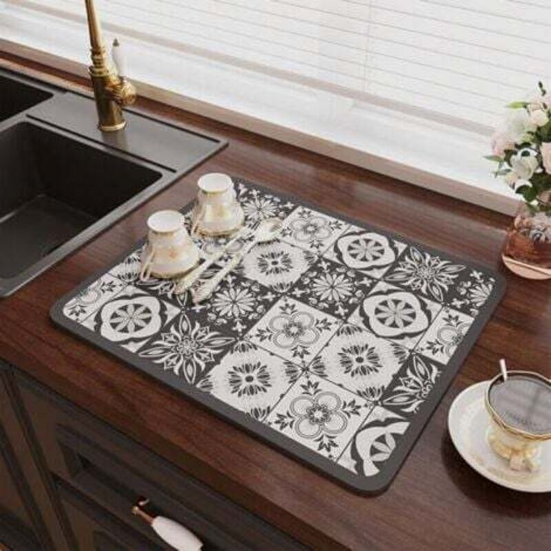 [niemals Verwendet] Stück (30 X 40 Cm, Grauer Aufdruck) Abtropfmatte Für Geschirr, Schnelltrocknende, Saugfähige Nanofaser-abtropfmatte, Saugfähige Abtropfmatte Für Restaurantarbeitsplatten