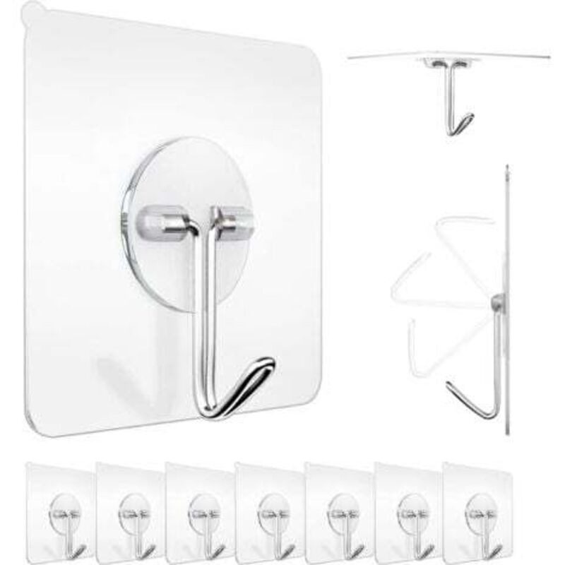 [niemals Verwendet] 10-teiliges Set Selbstklebender Wandhaken, 6 X 6 Cm – Edelstahl-wandhaken Für Zuhause, Küche Und Bad – Maximale Traglast: 5 Kg – Ideal Für Handtücher, Bademäntel Und Kleidung