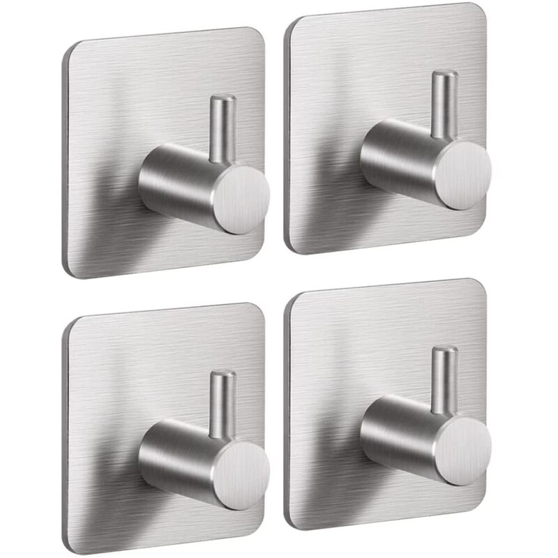 [niemals Verwendet] Set Mit 4 Selbstklebenden Edelstahlhaken Für Handtücher, Mäntel, Hüte Und Handtaschen In Bad, Dusche Und Küche