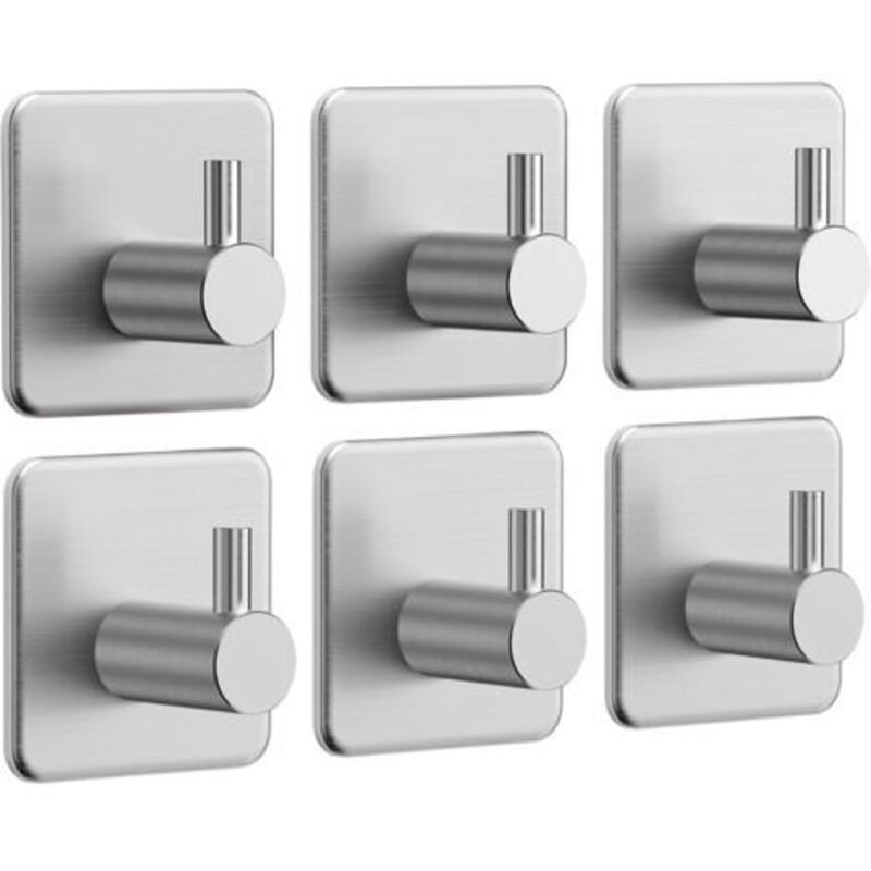 [niemals Verwendet] 6-teiliges Set Selbstklebender Haken, Handtuchhalter, Wandhaken Aus Edelstahl Für Badezimmer, Wasserfester Handtuchhaken Für Küche, Wohnzimmer Und Büro
