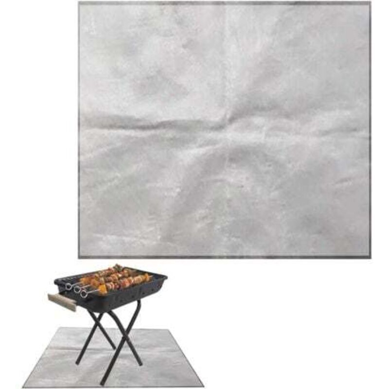[niemals Verwendet] Feuerfeste Grillmatte (80 X 100 Cm, Grau), Kaminmatte Für Terrasse Und Garten, Feuerfest, Hitzebeständig, Wasserdicht, Hitzebeständige Kaminunterlage, Bodenschutzmatte
