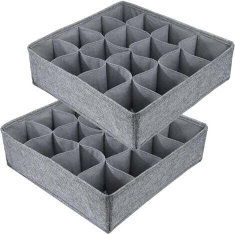 [niemals Verwendet] Set Mit 2 Faltbaren Schubladenorganisatoren Aus Jute Für Unterwäsche, Bhs, Socken, Platzsparende Aufbewahrungsbox Mit Fächern