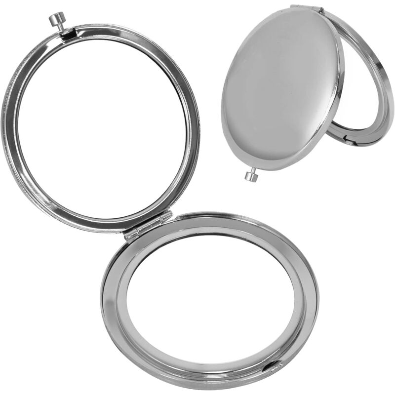 [niemals Verwendet] Runder, Faltbarer Kosmetikspiegel, Tragbarer Taschenspiegel, 7 Cm, Geeignet Für Die Handtasche, Ideal Für Reise-make-up (silber)