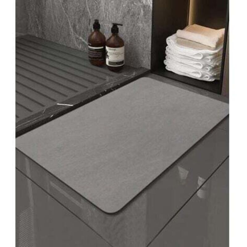 [niemals Verwendet] Rutschfeste Badematte 40 X 60 Cm, Saugfähige Kieselgur-badematte, Schnelltrocknende Duschmatte, Saugfähige Mikrofaser-spülmatte, Grau