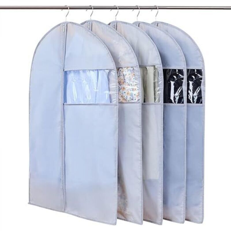 [niemals Verwendet] Stück Hängekleidersäcke Mit Sichtfenster, Staubdicht, Wasserdicht, Mottenfest Und Feuchtigkeitsbeständig, 60 X 100 Cm, Grau