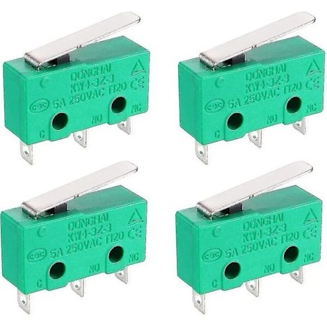 Kw4-3z-3 Spdt-mikroschalter Ohne Schließer. 3 Pins. Momentan. Kurzer Hebel Für Rechts. Grün (4 Stück)