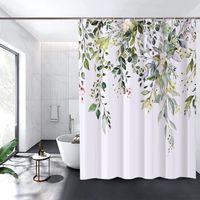 Geblümter Duschvorhang, Wasserdicht, Maschinenwaschbar, Schnelltrocknend, Aus Polysiloxan, 180 X 180 Cm, (grün) Für Badezimmer Oder Dusche