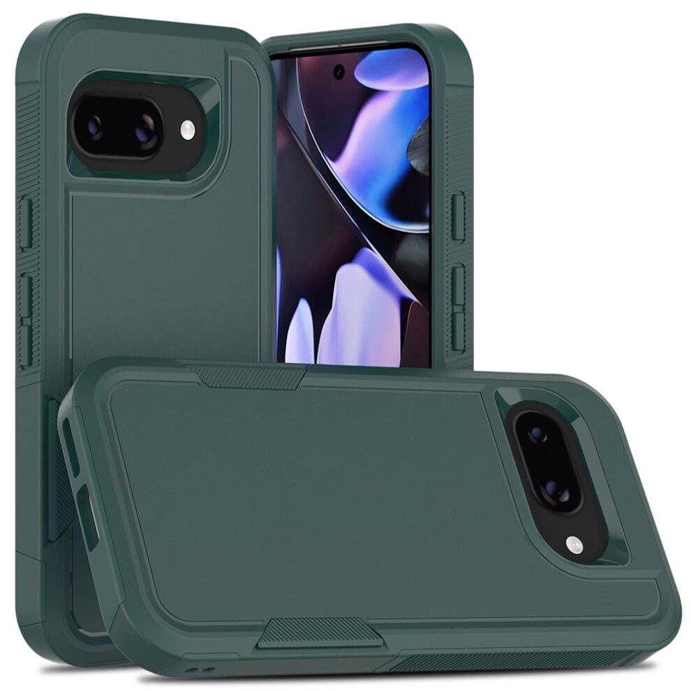 Defender Case Für Google Pixel 9a – Robustes Unibody-schutzgehäuse, Staubdicht, Stoßfest Und Rutschfest, Grün.