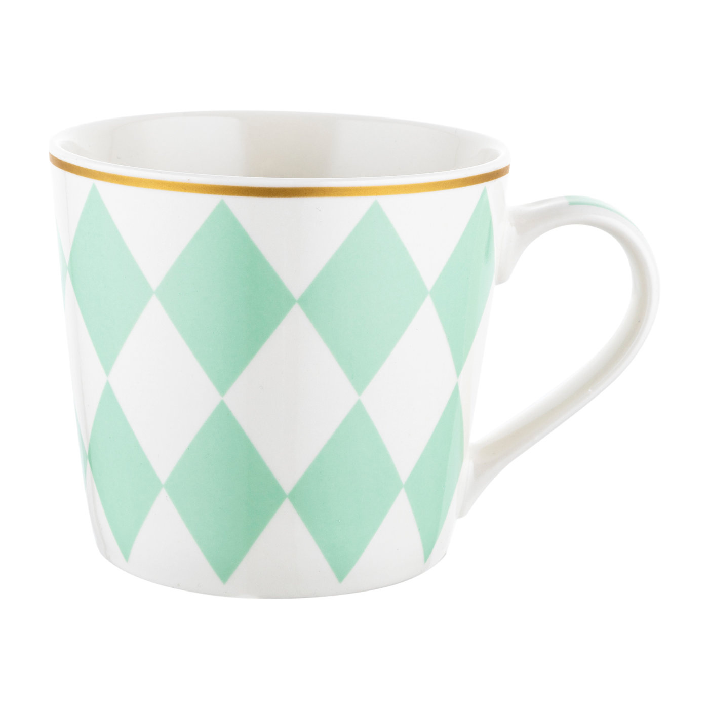 Florina Porzellanbecher Mit Geometrischem Diamantmuster, 400 Ml, Grün