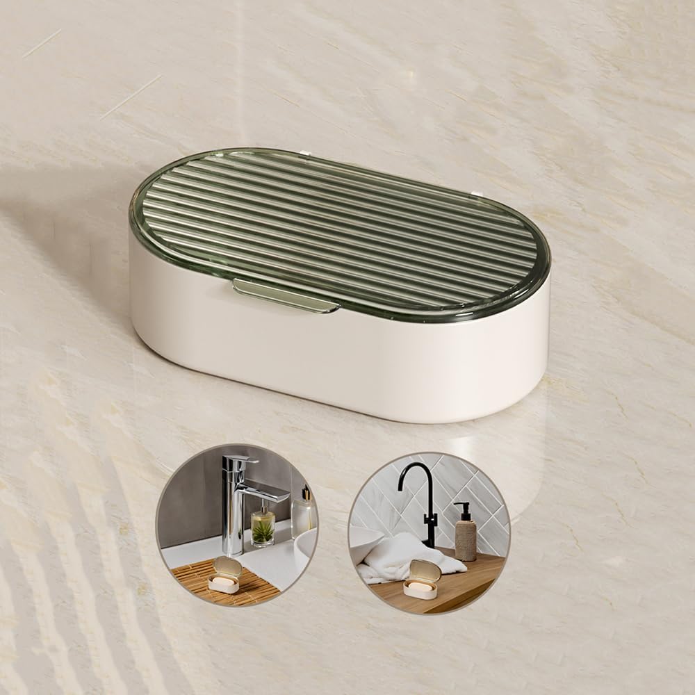 Abnehmbare Doppelschichtige Seifenschale Mit Abtropffläche Und Deckel Für Küche, Bad Und Dusche (grün)