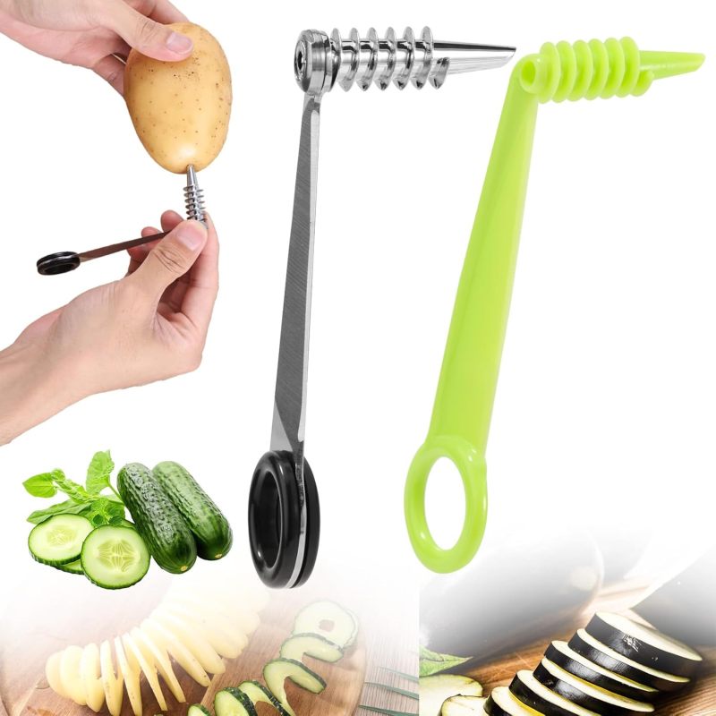 Zweiteilige Manuelle Spiralreibe Aus Edelstahl Und Kunststoff, Praktisches Küchenutensil, Silbergrün