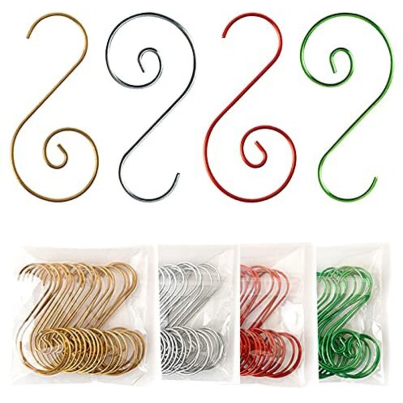 S-haken Für Weihnachtsdekorationen, 200-teiliges Set, Edelstahl, Festliche Farben: Rot, Gelb, Silber, Grün - Ulisem