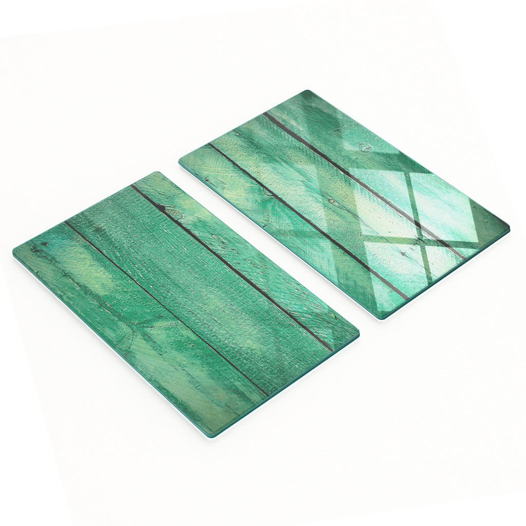 Robuste Und Stilvolle Glasplatten Mit Holzoptik, Grün, 2 X 30 X 52 Cm