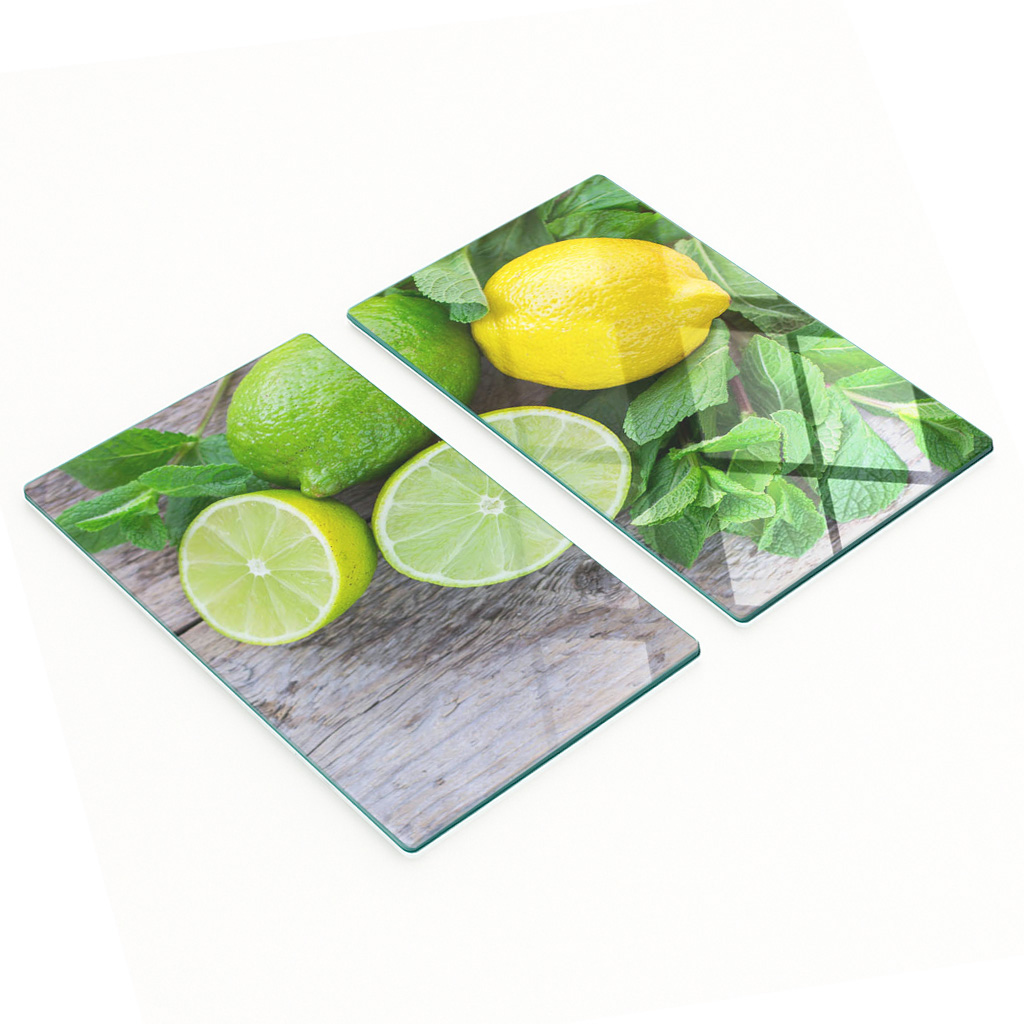 Multifunktionale Dekorative Glasplatten Limette Und Zitrone 2x30x52 Cm