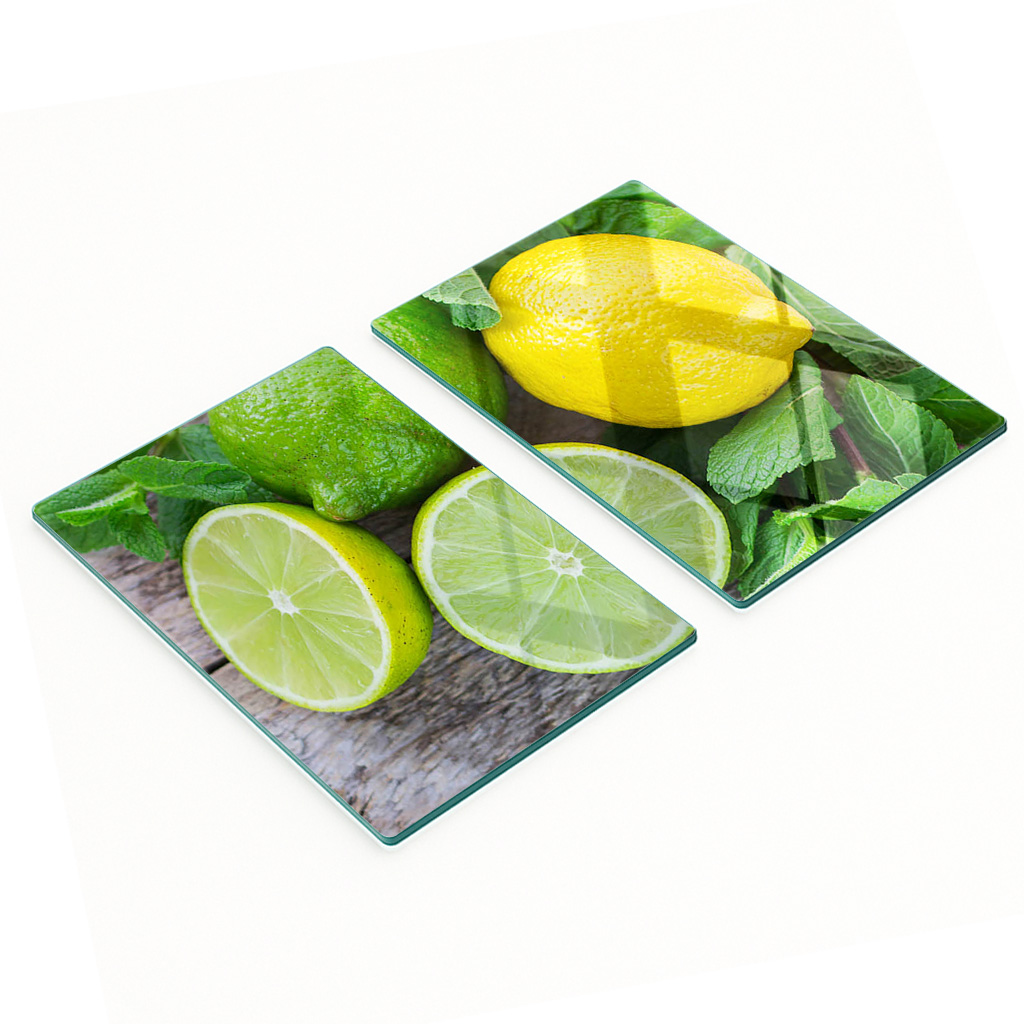 Multifunktionale Dekorative Glasplatten Limette Und Zitrone 2x40x52 Cm