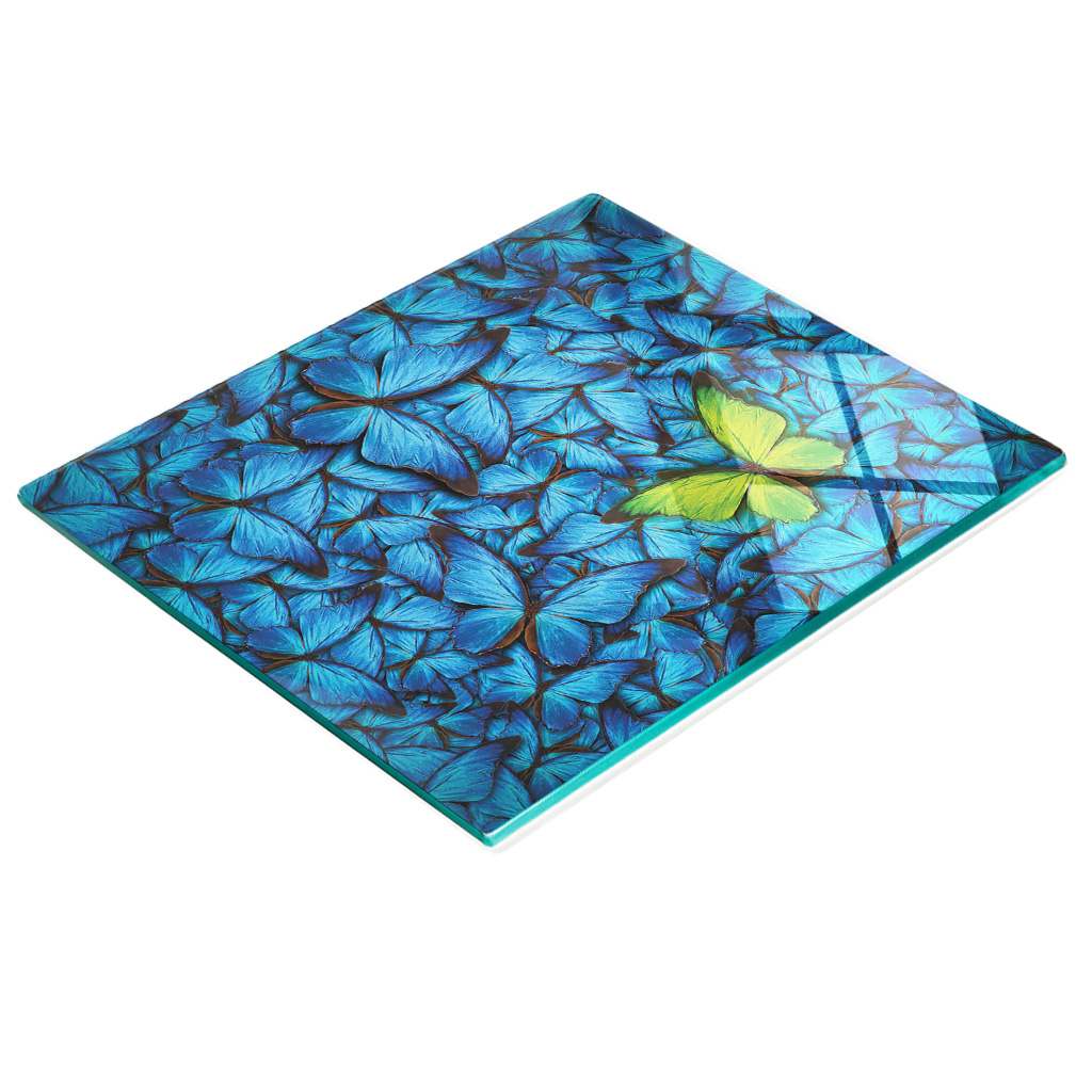 Multifunktionale, Dekorative Glasplatte Für Die Küche, Grüner Schmetterling, 60 X 52 Cm