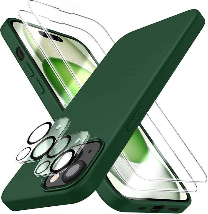 Schutzhülle Für Iphone 15 Mit Rückkamera- Und Displayschutz, Grün