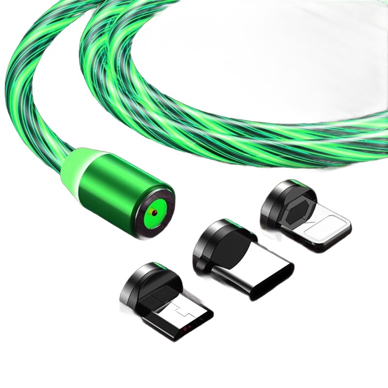 Magnetisches Led-kabel Für Iphone Micro-usb Typ-c 200cm Kb31grün