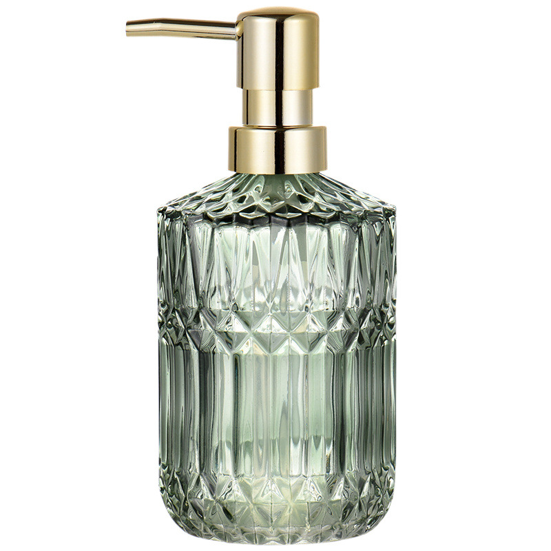 Nachfüllbare Flüssigseifenspender Aus Glas Für Geschirrspülmittel, Shampoo-lotion, Badezimmerarbeitsplatte, Küche (grün), 390 Ml
