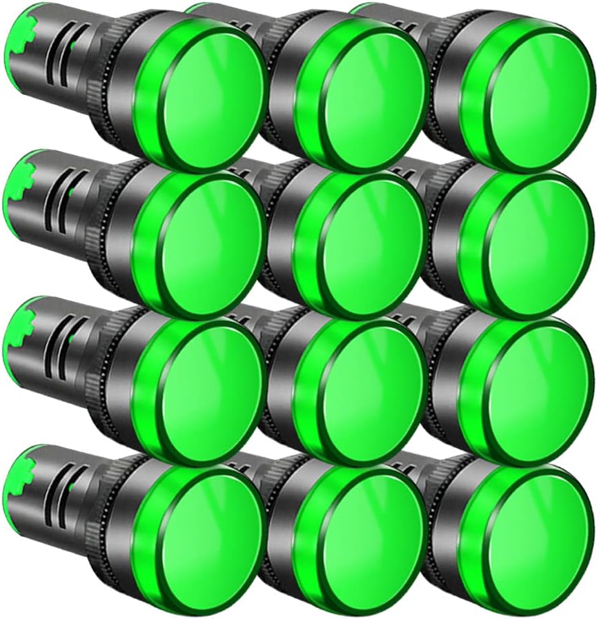 Satz Von 12 Stromanzeigen Led 22 Mm 220 V-380 V Ac/20 Ma, Led-pilotensignalplatte, Led-blinkenlicht, Grün