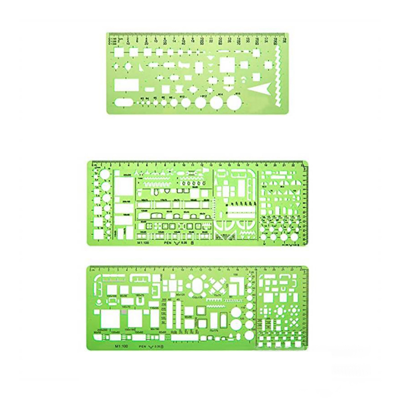 Set Mit 6 Zeichenschablonen Für Schalungsbau, Geometrisches Design, Büromöbel, Messschablone, Lineal Für Schule Und Bürobedarf