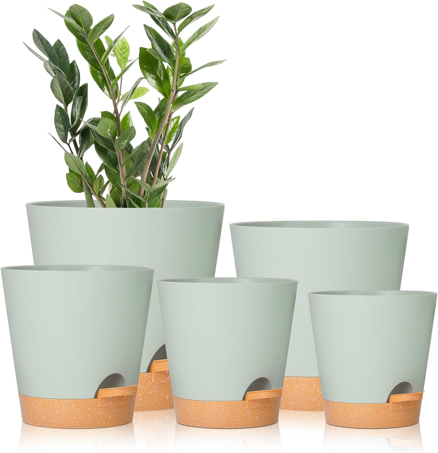 Selbstbewässernde Kunststoff-blumentöpfe Mit Ablaufloch, Kunststoff-blumentopf Für Zimmerpflanzen, Sukkulenten, Schlangenpflanzen, Usambaraveilchen Und Kakteen – Grün