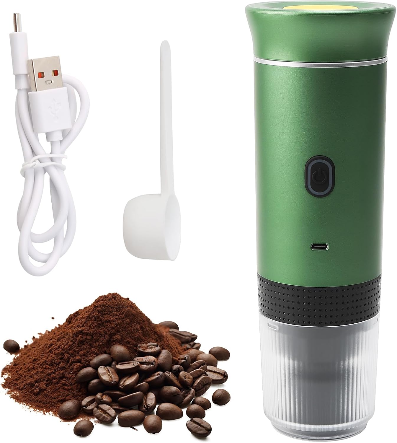 Tragbare Kaffeemaschine Mit 12-v-akku, Kleine Tragbare Kaffeemaschine, Kompatibel Mit Ns-kapseln Und Gemahlenem Kaffee, 60 Ml, Grün