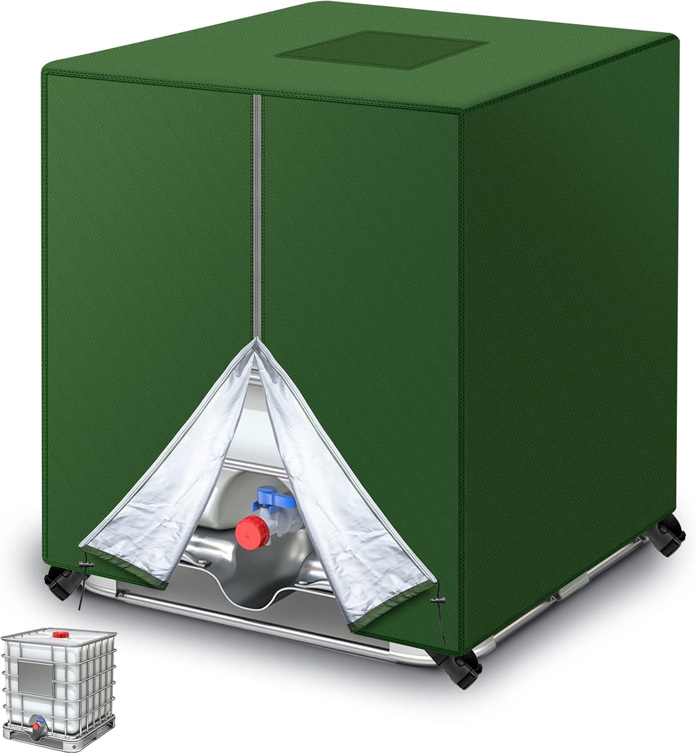 Plane Für 1000-l-tank, Sonnenschutzplane Für Ibc-regenwassertank, Anti-staub-anti-uv, Schutzhülle, Grüne Schutzplane (116 X 100 X 120 Cm)