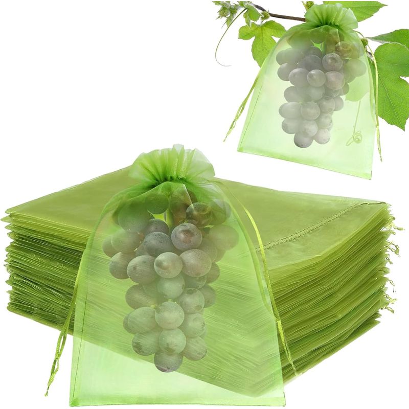 Traubenschutzbeutel 20 X 30 Cm, 50 Stück, Grüne Organzabeutel Mit Kordelzug, Netzbeutel Zum Schutz Vor Wespen, Vögeln Und Insekten
