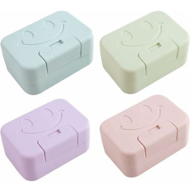 [niemals Verwendet] 4er-pack Seifenschalen (grün, Blau, Lila, Rosa) Tragbarer Reise-seifenhalter Mit Deckel, Wasserdichte Seifenschalen Aus Kunststoff Für Badezimmer, Reisen, Camping, Outdoor-aktivitä