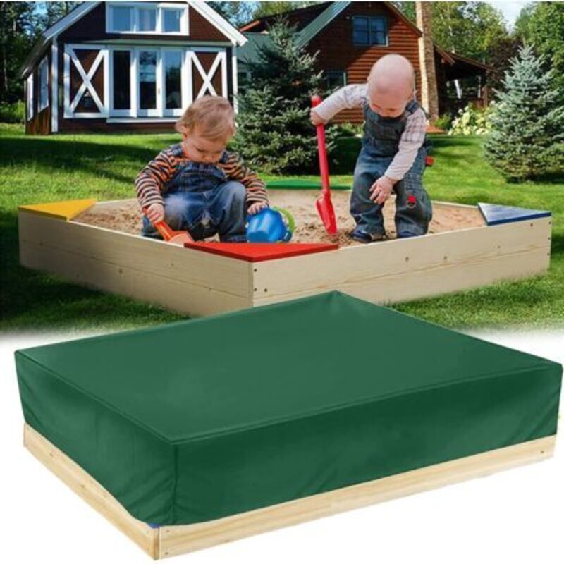 [niemals Verwendet] Schutzhülle Für Sandkasten – Aus Oxford-gewebe – Staubdicht – Mit Kordelzug – Für Gartensandkästen – Grün – 150 X 150 X 20 Cm