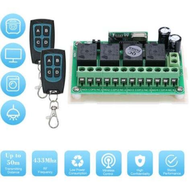 [niemals Verwendet] 12-v-4-kanal-dc-controller + 4-tasten-fernbedienungsschalter, 433-mhz-1527-chip Mit 2 Fernbedienungen Ak-rk04s-ii + Ak-fs04a 2 V3.0