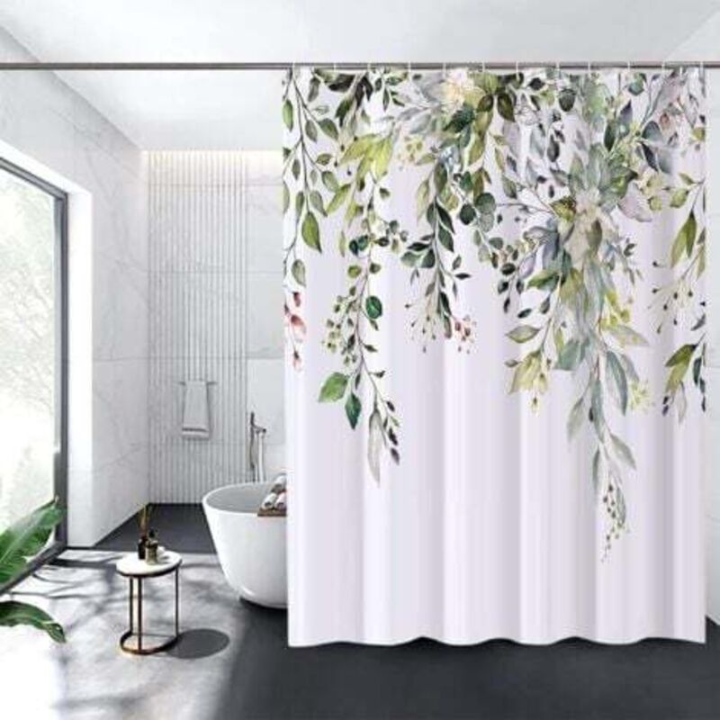 [niemals Verwendet] Duschvorhang Mit Blumenmuster, Wasserdicht, Maschinenwaschbar, Schnelltrocknend, Aus Polysiloxan, 180 X 180 Cm, (grün) Für Badezimmer Oder Dusche